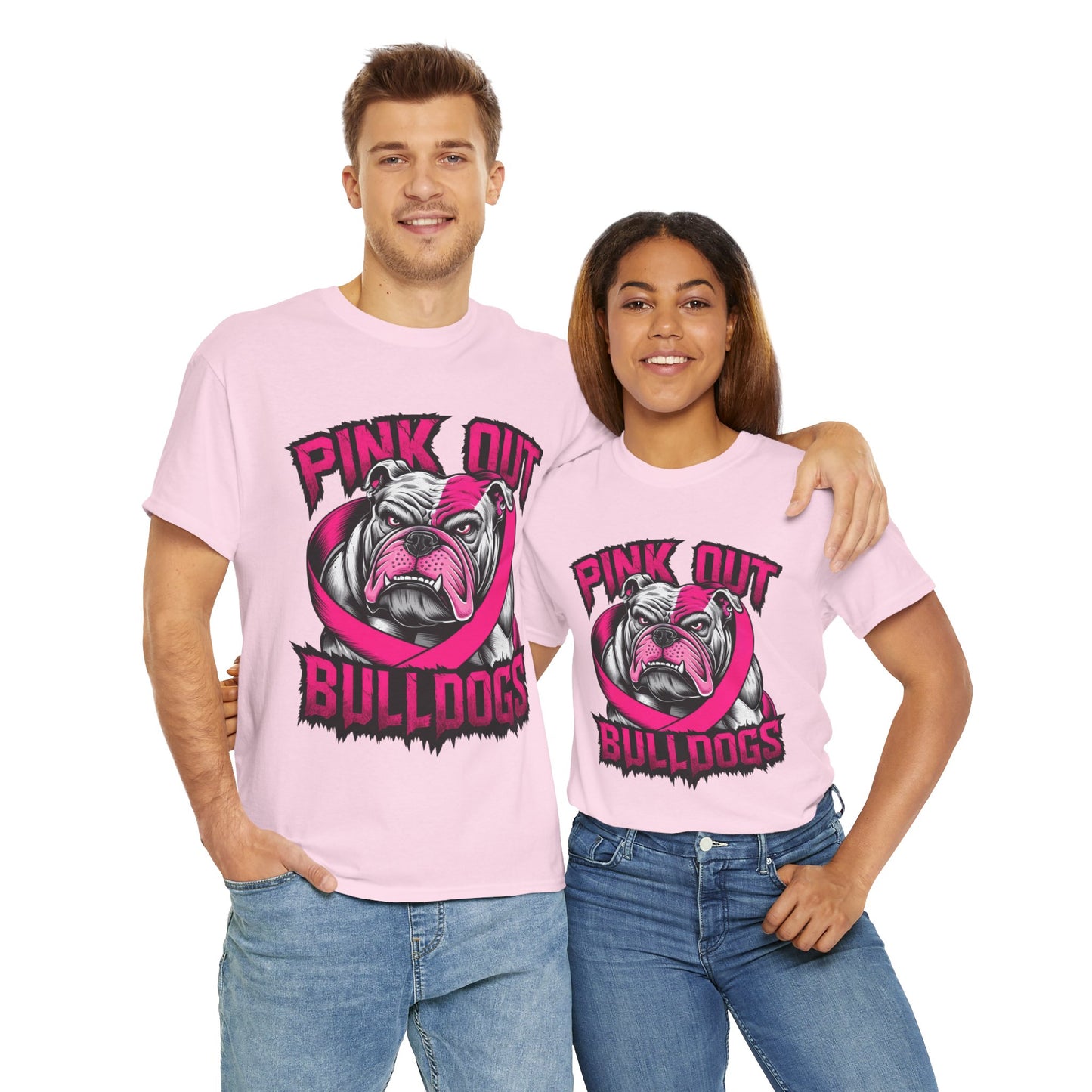 Pink Out Bull Dogs Cancer Awareness T-Shirt