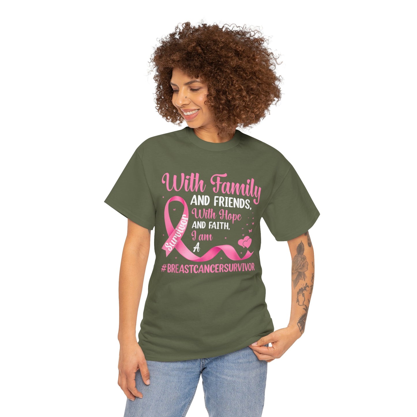 Supportive Family Fighting Together Cancer Awareness T-Shirt