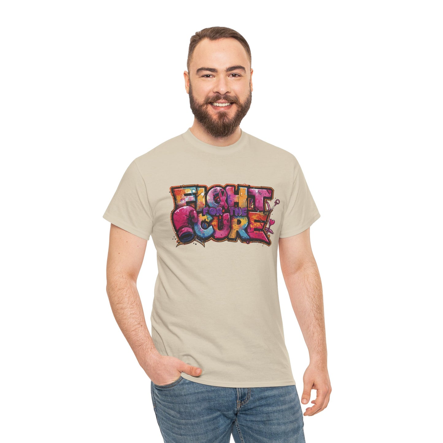 Fight For The Cure Heavy Cotton Tee - Empowerment Shirt, Awareness Tee, Gift for Cancer Fighters, Inspirational Fashion, [...]