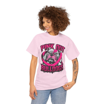 Pink Out Bull Dogs Cancer Awareness T-Shirt
