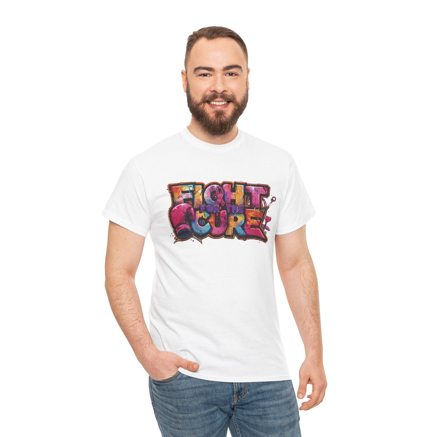 Fight For The Cure Heavy Cotton Tee - Empowerment Shirt, Awareness Tee, Gift for Cancer Fighters, Inspirational Fashion, [...]